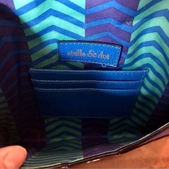 Stella and Dot Blue and Black Crackled Clutch Wristlet Purse - Picture 8 of 10